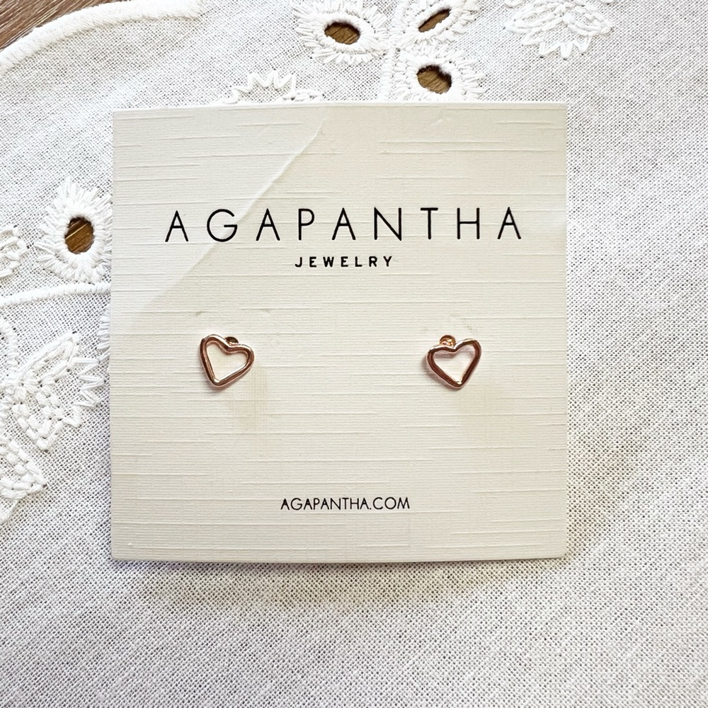 Agapantha Juninho Sweetheart 14k Rose Gold Fill Stud Earrings